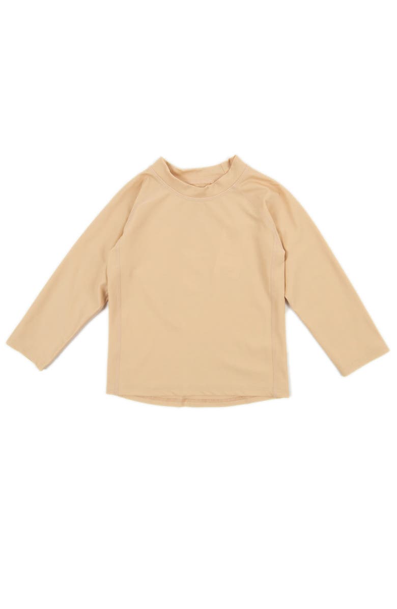 Leveret Kids Long Sleeve Rash Guard, UPF 50+ Swim Shirt, Main, color, Beige