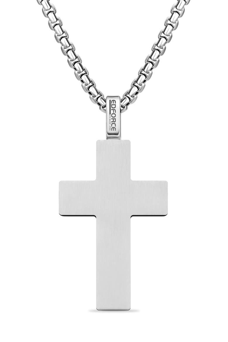 Men's Inlay Cross Pendant Necklace, Alternate, color, SILVER