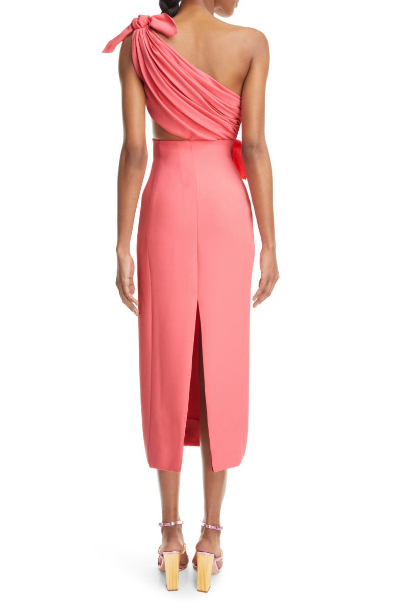 Giambattista Valli Ruched Bow Detail One-Shoulder Cutout Crepe Dress, Alternate, color, 
