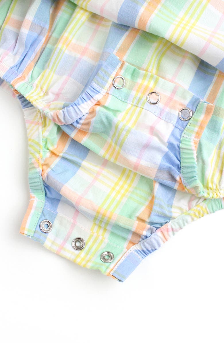 RuffleButts Kids' Rainbow Plaid Skirted Romper, Alternate, color,