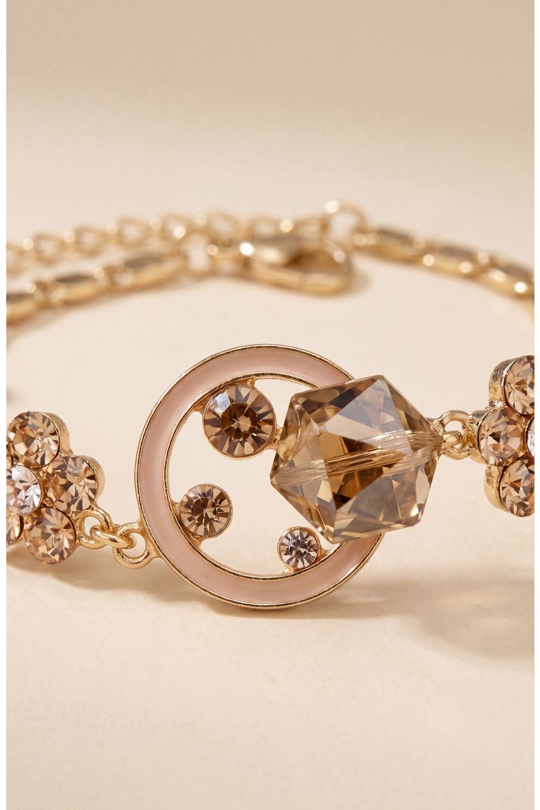 Crystal Daisy Flower Adjustable Bangle Bracelet, Alternate, color, Gold