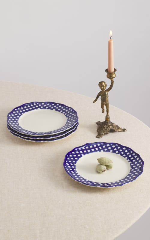 Maison Madison Home Beatrix 9'' Side Plate Set Of 4 In Blue/cream