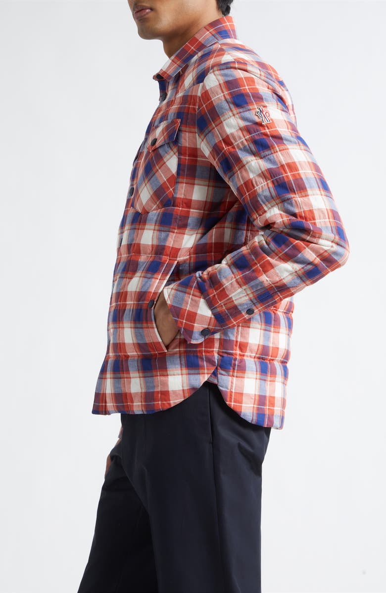 Moncler Grenoble Gelt Quilted Check Shirt Jacket, Alternate, color, Red Check
