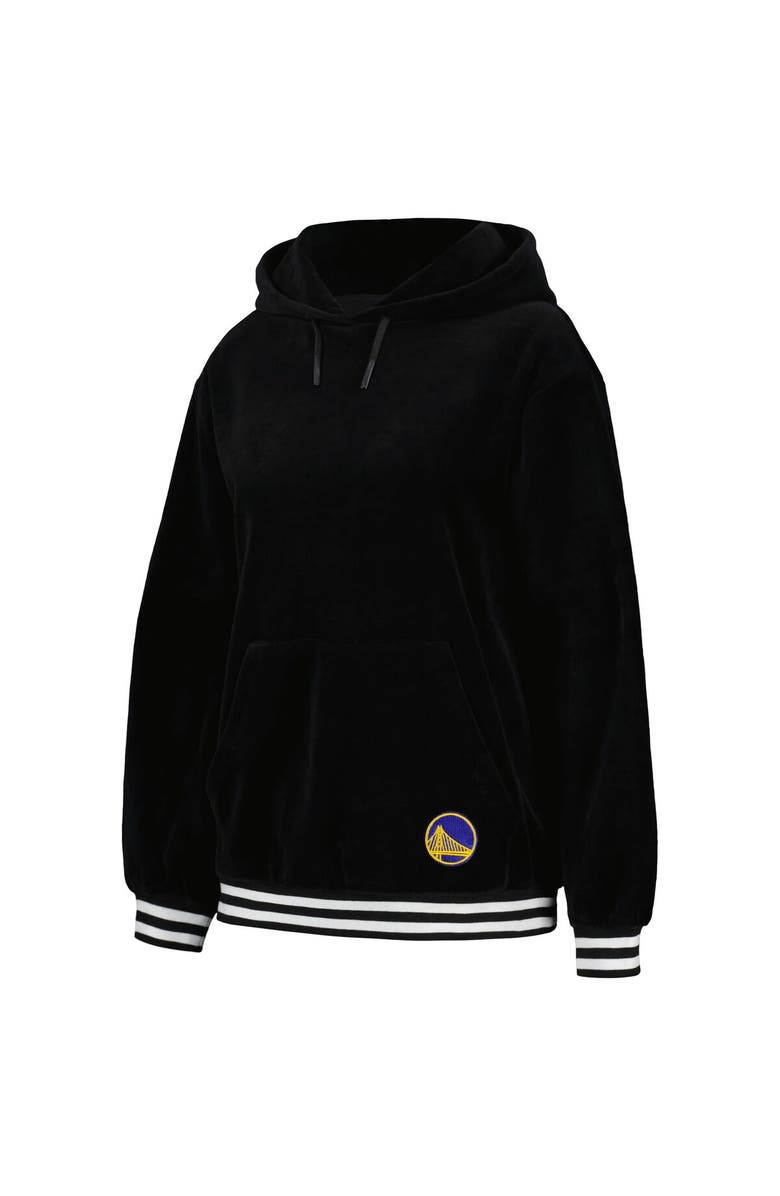 LUSSO Women's Lusso Black Golden State Warriors Nellie Oversized Velour Pullover Hoodie, Alternate, color, Black