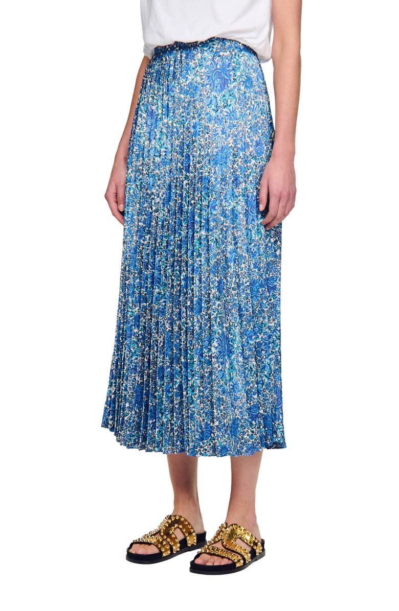 SANDRO Anjel Floral Pleated Skirt, Alternate, color, 