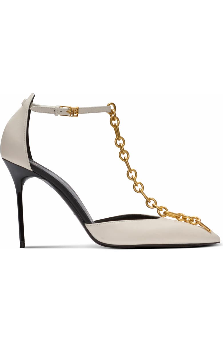 Balmain Sync leather stilettos with pointed toe, Alternate, color, Beige