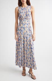 Ulla Johnson Lana Floral Print Ruched Sleeveless Maxi Dress