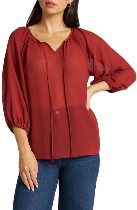 Tie Front Raglan Sleeve Top