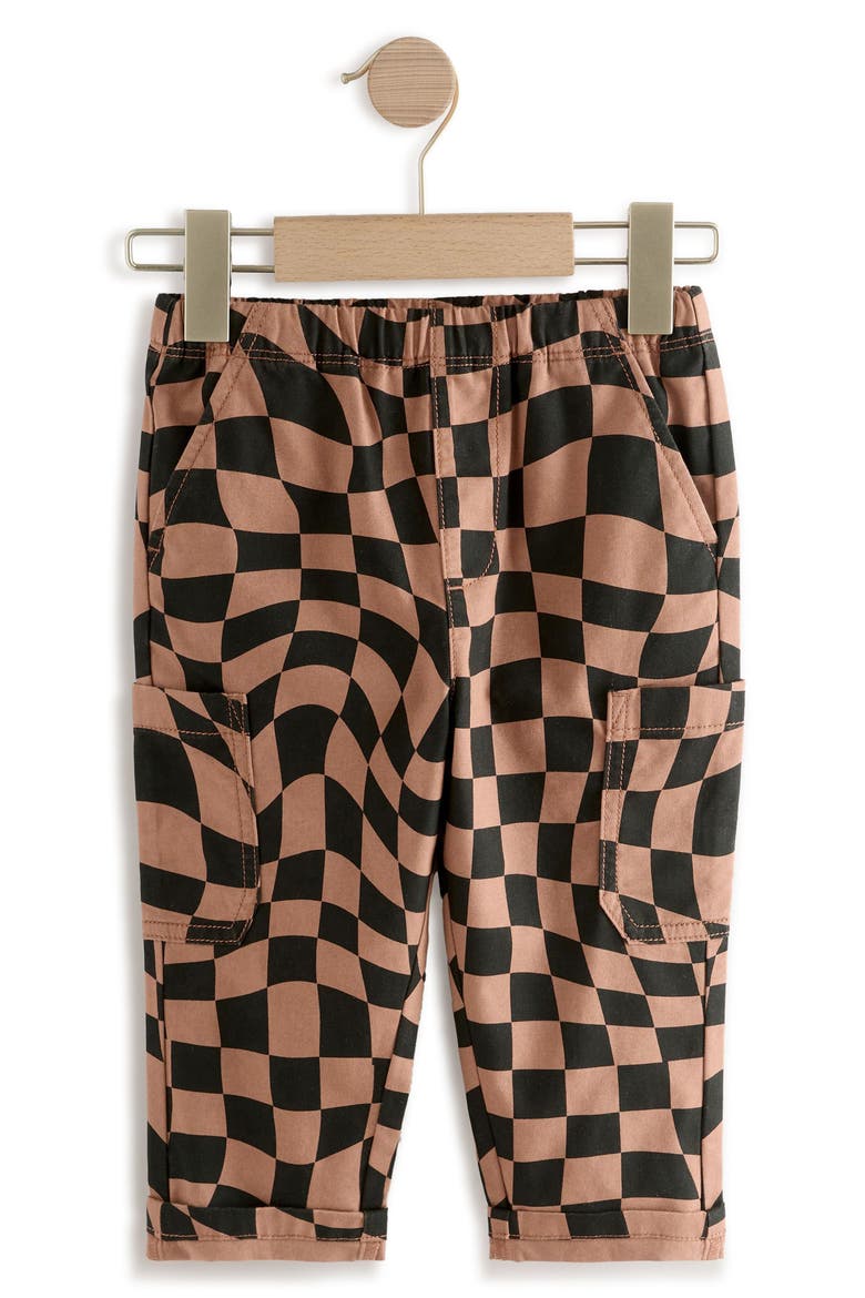 Kids' Check Baggy Cotton Sweatpants, Main, color, BEIGE MULTI