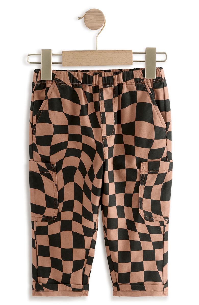 NEXT Kids' Check Baggy Cotton Sweatpants, Main, color, Beige Multi