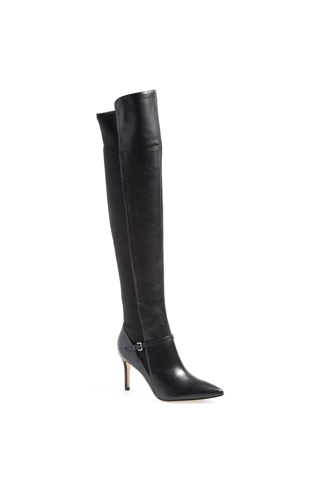 'Anaba' Pointy Toe Over the Knee Boot, Main, color, BLACK