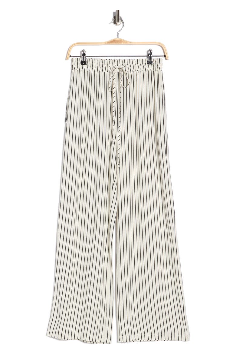 Drawstring Wide Leg Striped Pants, Alternate, color, BLACK STRIPE