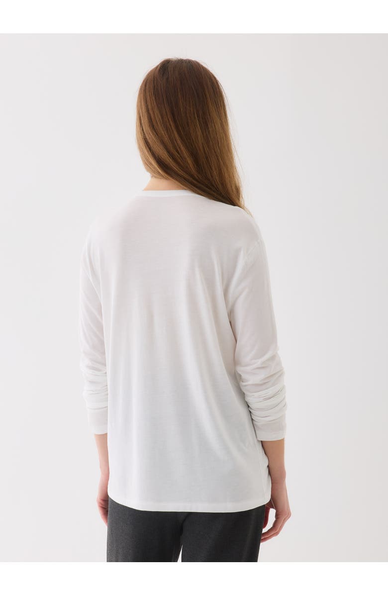 Majestic Filatures Lyocell Cotton Long Sleeve Semi Relaxed V-Neck, Alternate, color, Blanc