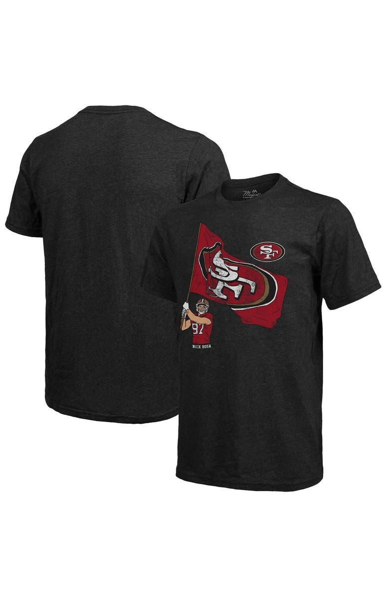 Majestic Threads Men's Fanatics Branded Nick Bosa Black San Francisco 49ers Tri-Blend Player Graphic T-Shirt, Main, color, Black