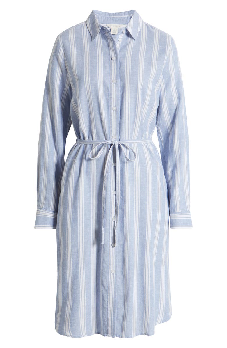 Caslon<sup>®</sup> Stripe Long Sleeve Linen Blend Shirtdress, Alternate, color, 