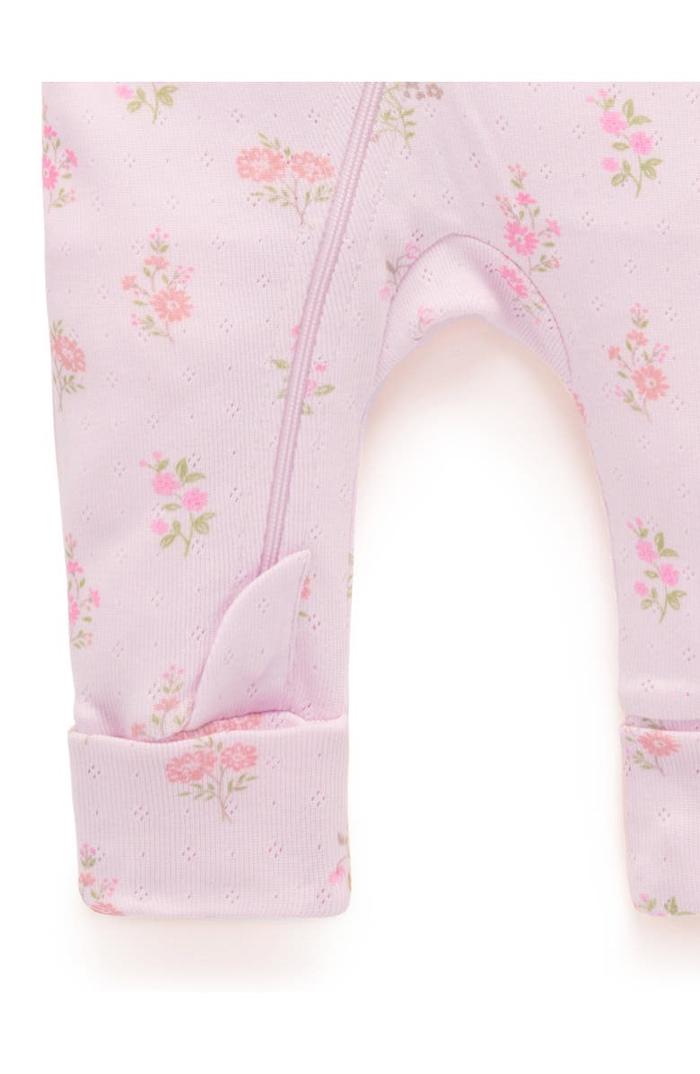 Purebaby Printed Zip Footie & Headband, Alternate, color, Aster Print