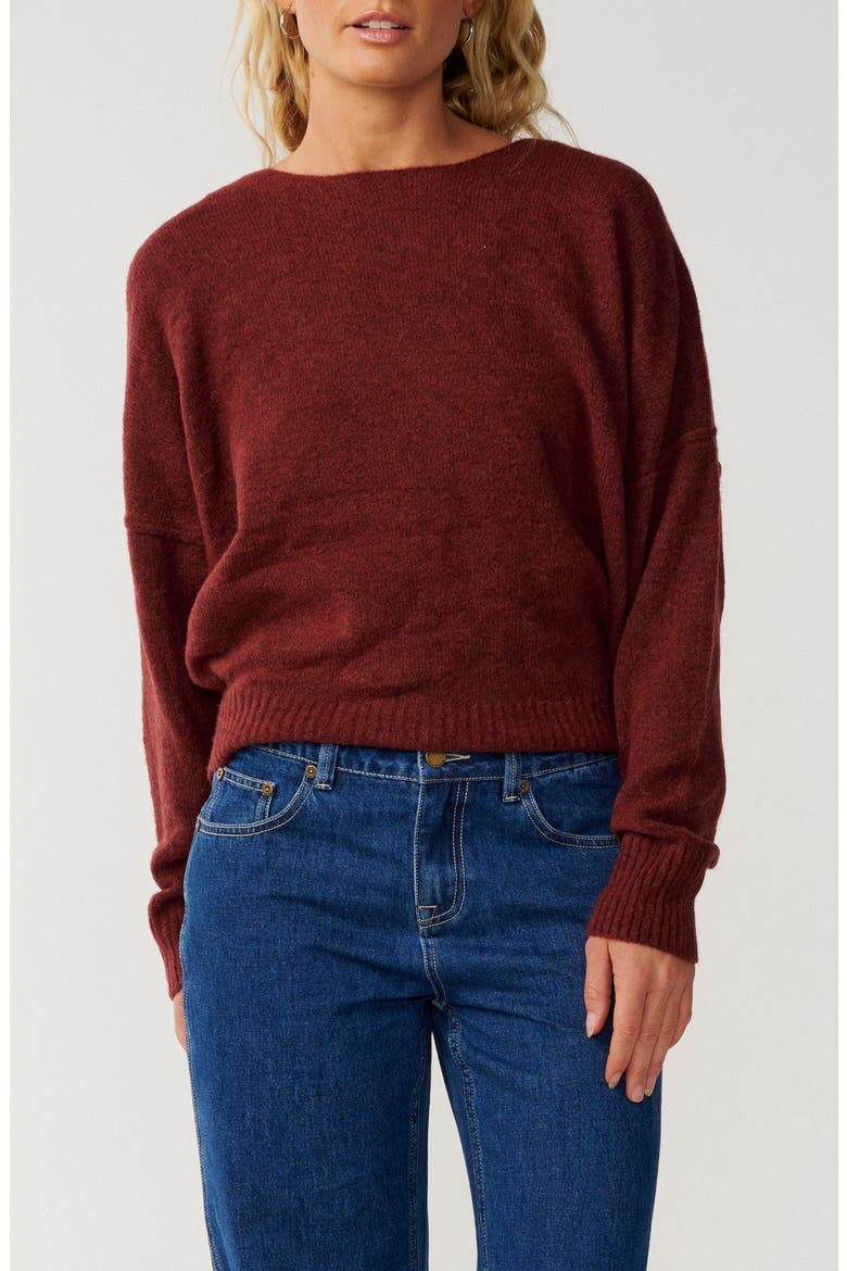 Emily Crewneck Sweater, Main, color, DARK PLUM
