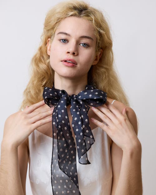 Lost Pattern Nyc "petal Veil" Silk Chiffon Neck Scarf In Black
