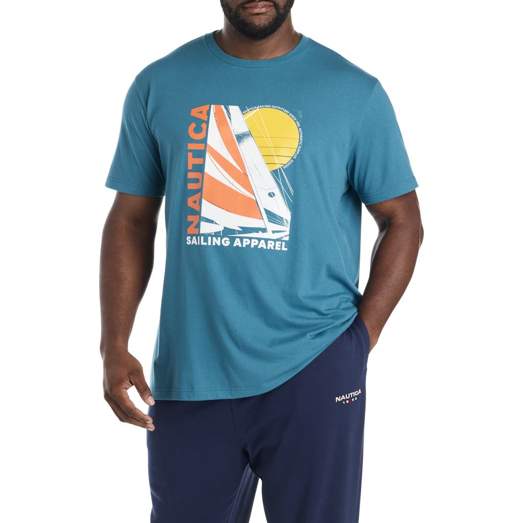 Nautica Big & Tall Sailboat Graphic Tee In Blue