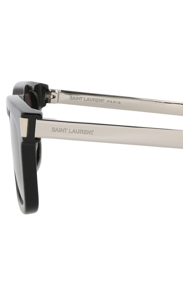 Saint Laurent 51mm Square Sunglasses, Alternate, color, Black Silver Black
