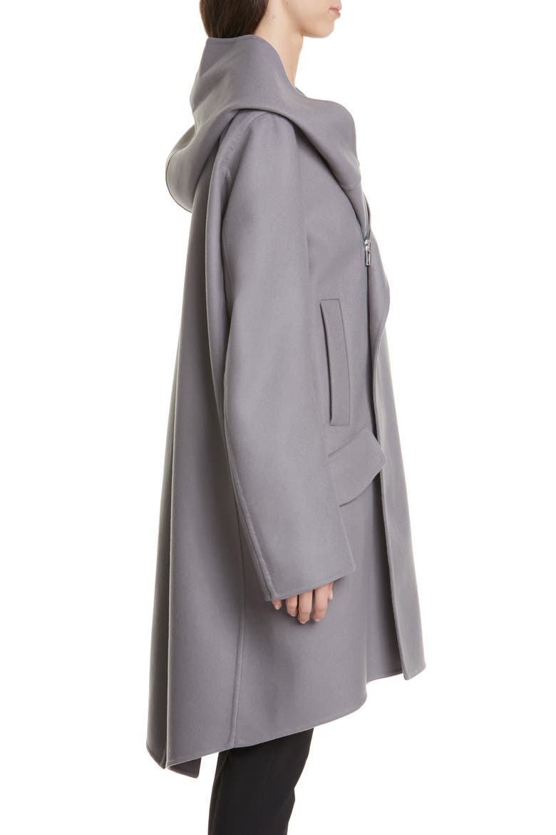 Slab Hooded Long Wool & Nylon Coat, Alternate, color, BLUE