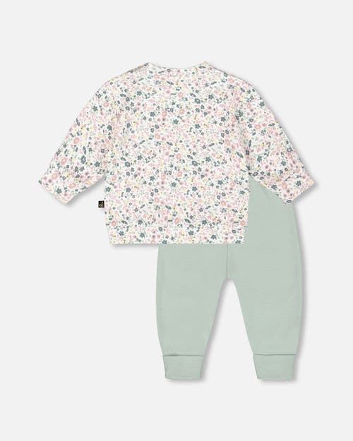 Deux Par Deux Organic Cotton Evolutive Pant And Long Sleeve Top Set In Green