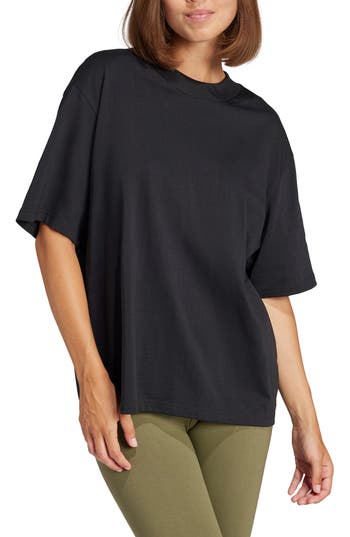Adidas Originals Adidas Essentials Contemporary Logo Boyfriend T-shirt In Black