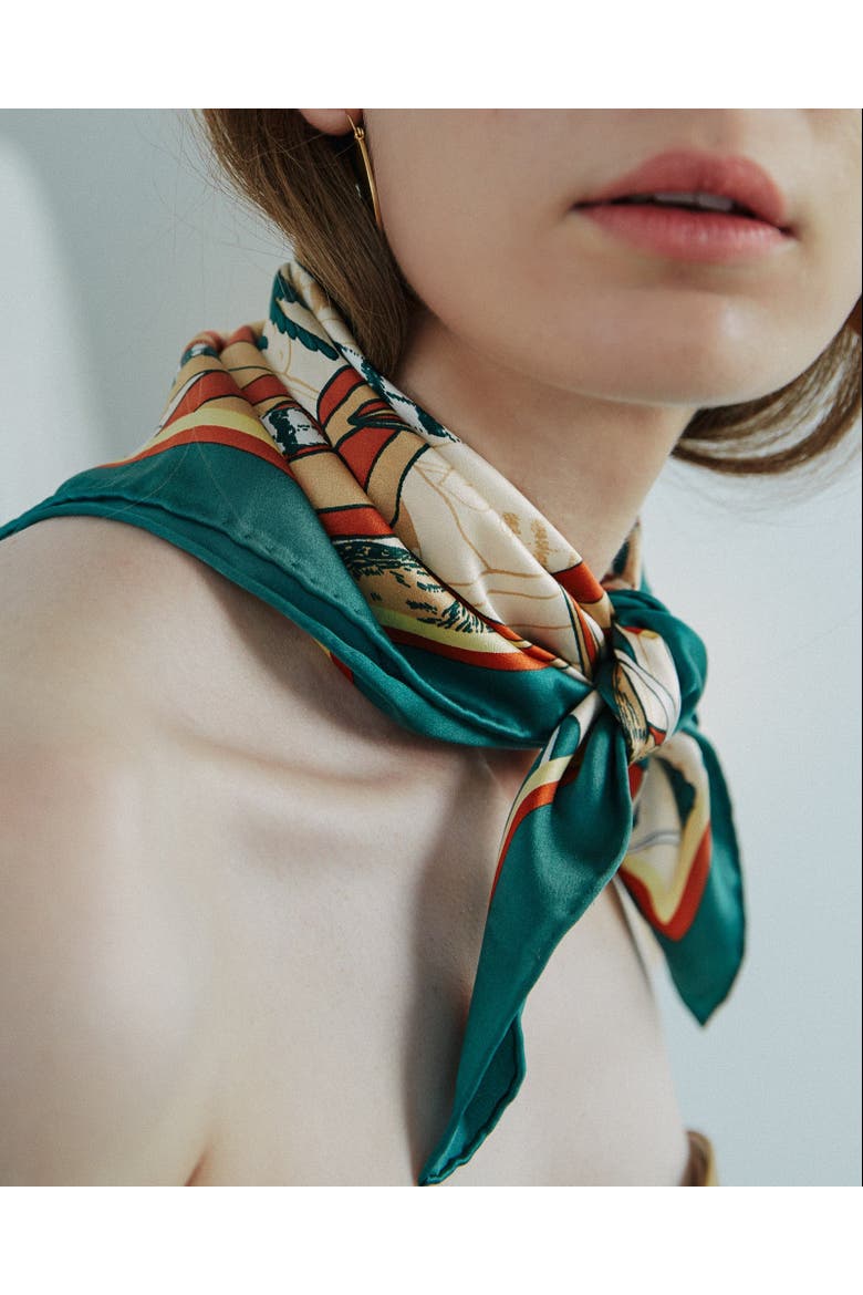 "Madagascar" Silk Skinny Scarf, Alternate, color, Green