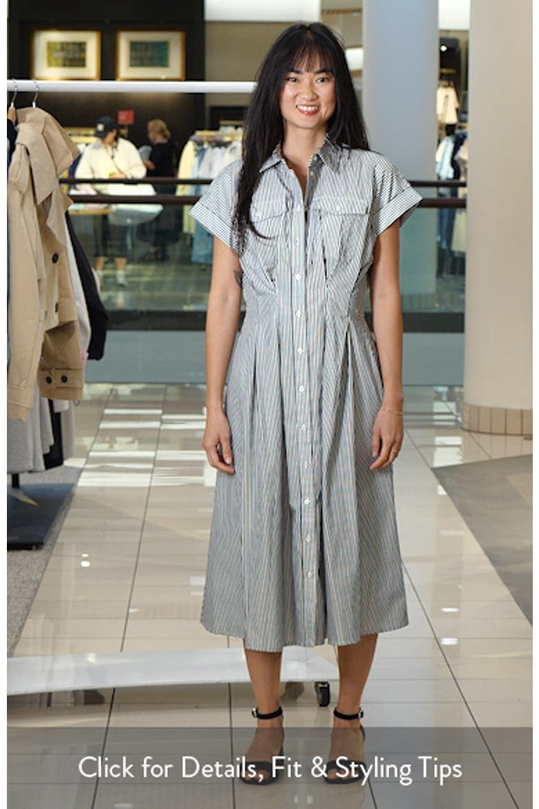 Striped Pleated Broadcloth Midi Shirtdress video