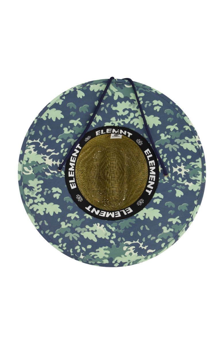 Element Woven Seagrass Lifeguard Hat with Camo Under Brim and Braided Chin Cord, Alternate, color, Green