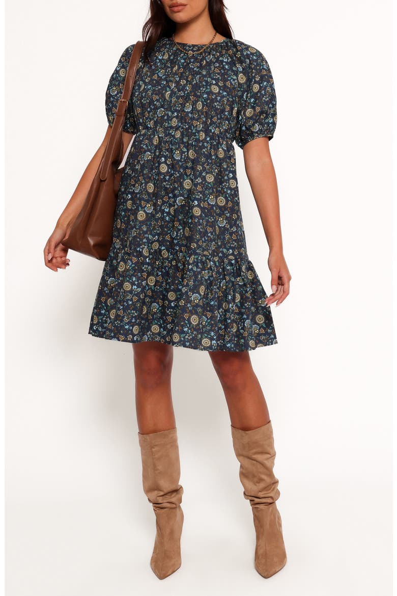 tasmin mini dress Nobody's Child Tasmin puff sleeve mini dress in yellow and chocolate stripe