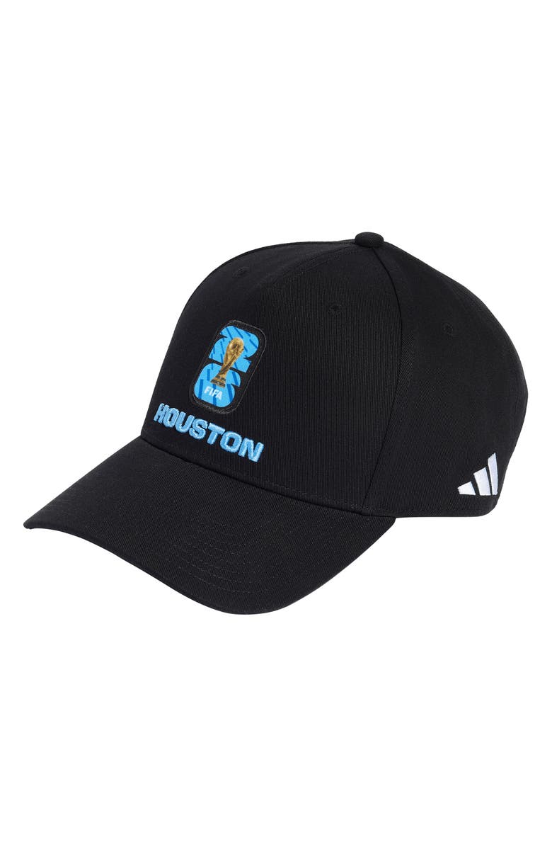 adidas FIFA World Cup 2026<sup>™</sup> Houston Adjustable Twill Ball Cap, Main, color, Black/ White