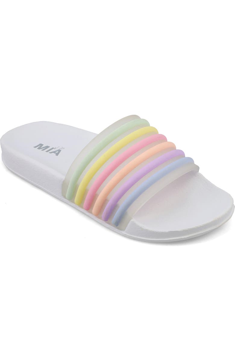 MIA Kids' Jhilly Slide Sandal, Main, color, White Multi