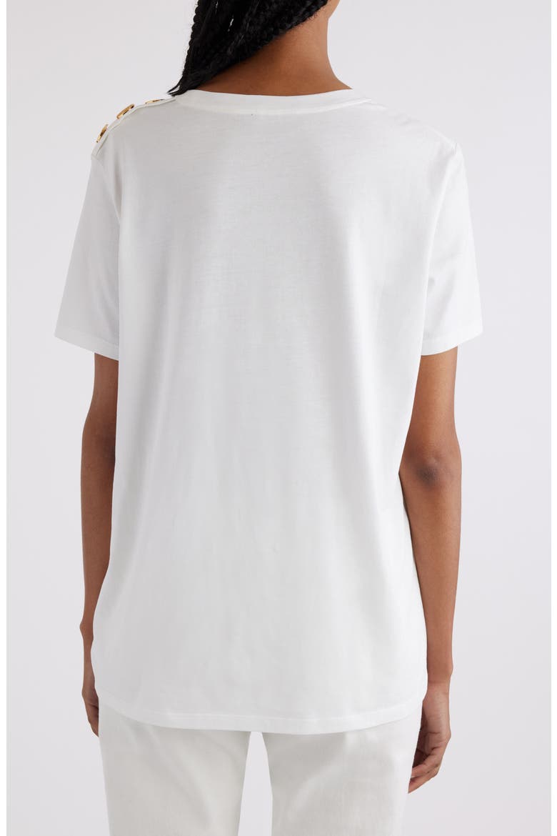 Button Shoulder Cotton Logo Graphic T-Shirt, Alternate, color, GAB WHITE/ BLACK