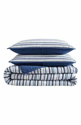 Nautica Pembrook Stripe Reversible Cotton Quilt Set