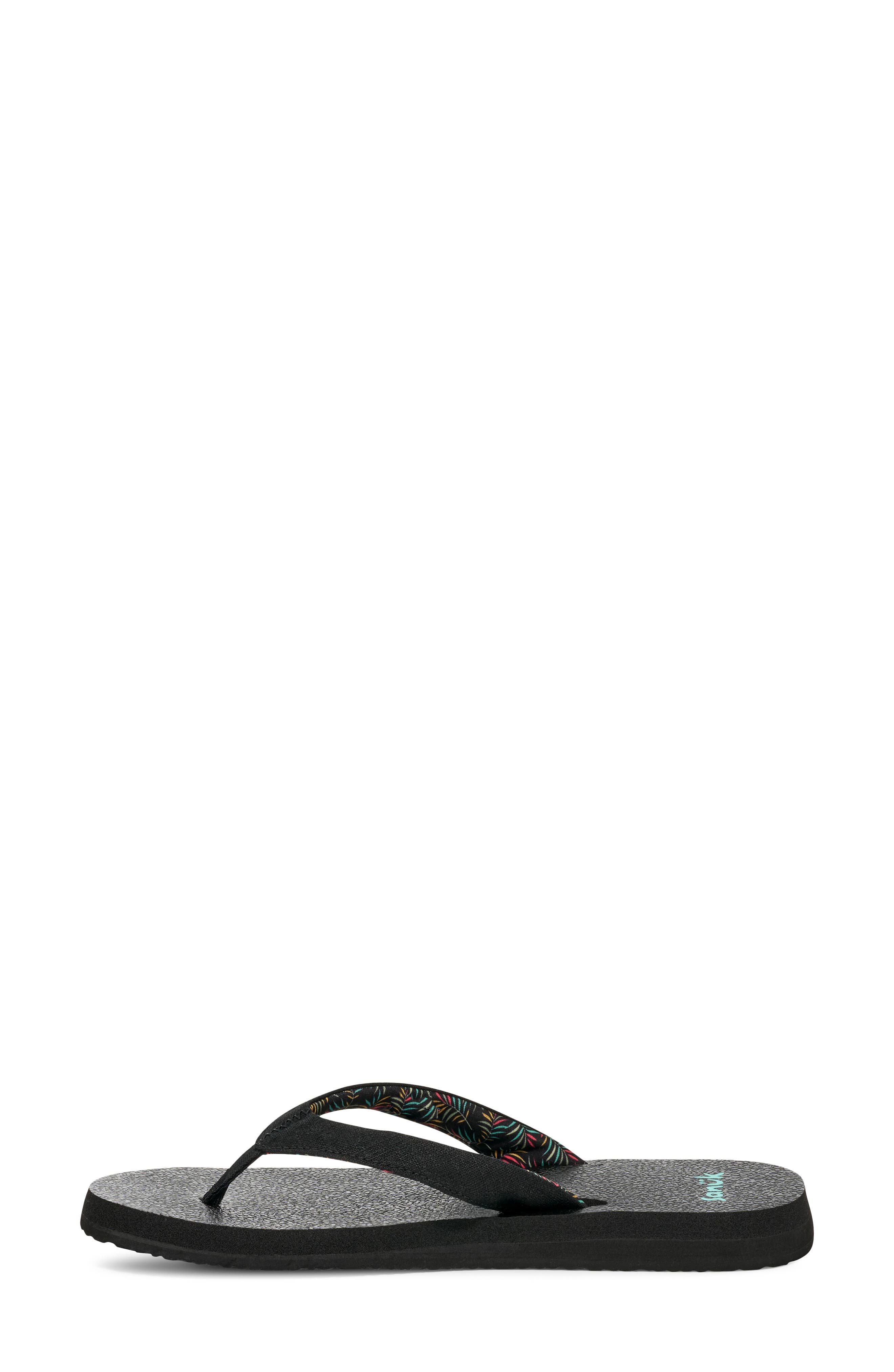 Sanuk Yoga Paradise II Flip Flop, Alternate, color, Black Paradise Palms
