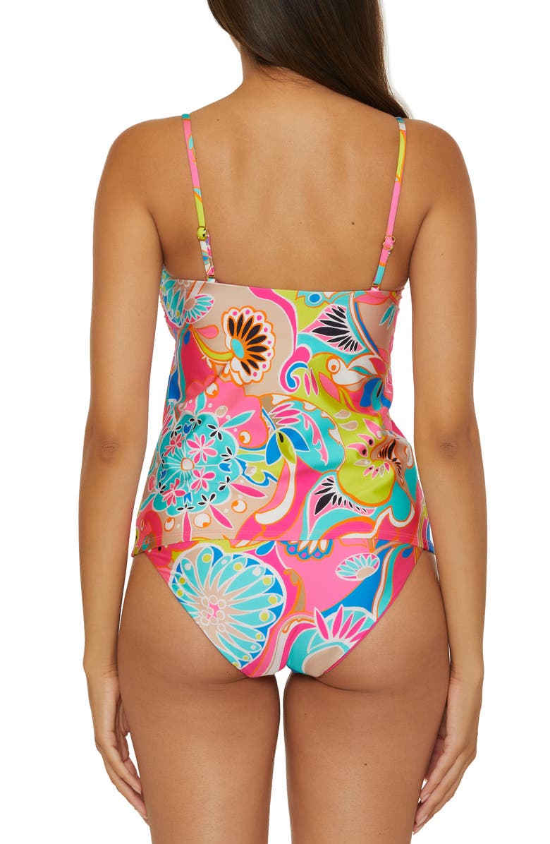Trina Turk Banded Tankini Top, Alternate, color, Pink Multi