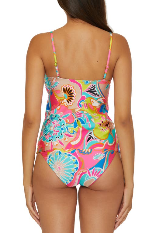 Trina Turk Womens Venus Banded Tankini Top Hipster Bikini Bottoms In Pink Multi