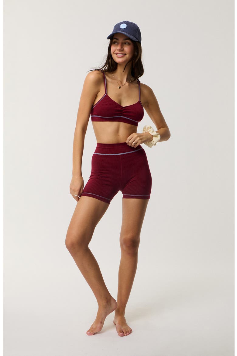 Ribbed Knit Shorts, Alternate, color, PLUM