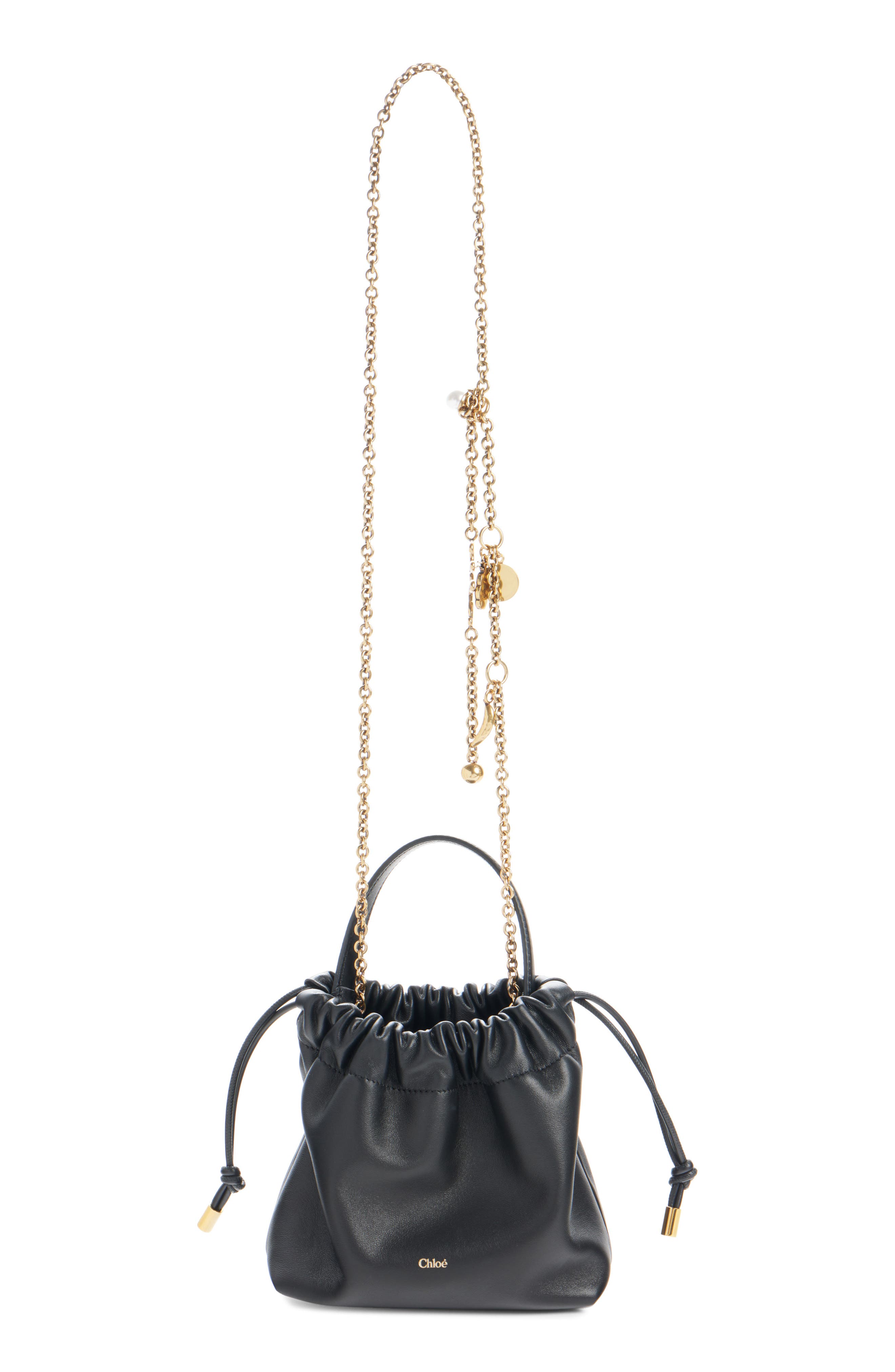 Chloé Mini Icons Leather Shoulder Bag, Alternate, color, Black