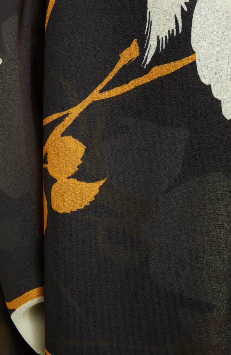 Victoria Beckham Scarf Neck Floral Long Sleeve Midi Dress, Alternate, color,