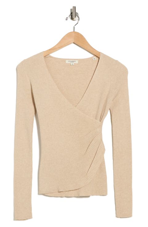 Faux Wrap Knit Sweater