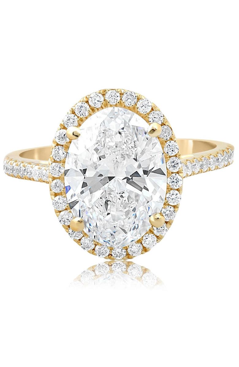 Bliss Diamond 3 1/2Ct Oval Moissanite & Diamond Halo Engagement Ring 14k Gold, Alternate, color, 