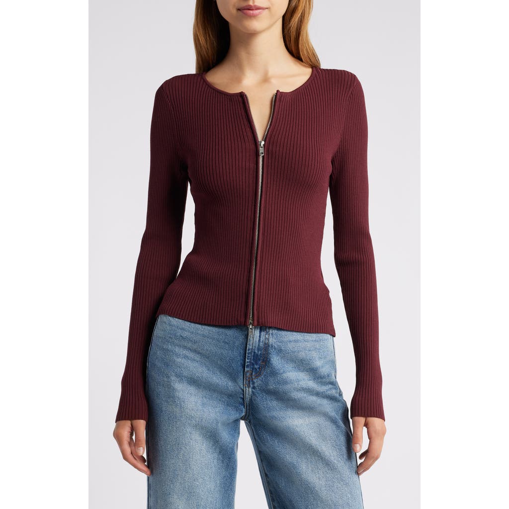 GOOD AMERICAN GOOD AMERICAN VIRGO RIB ZIP CARDIGAN