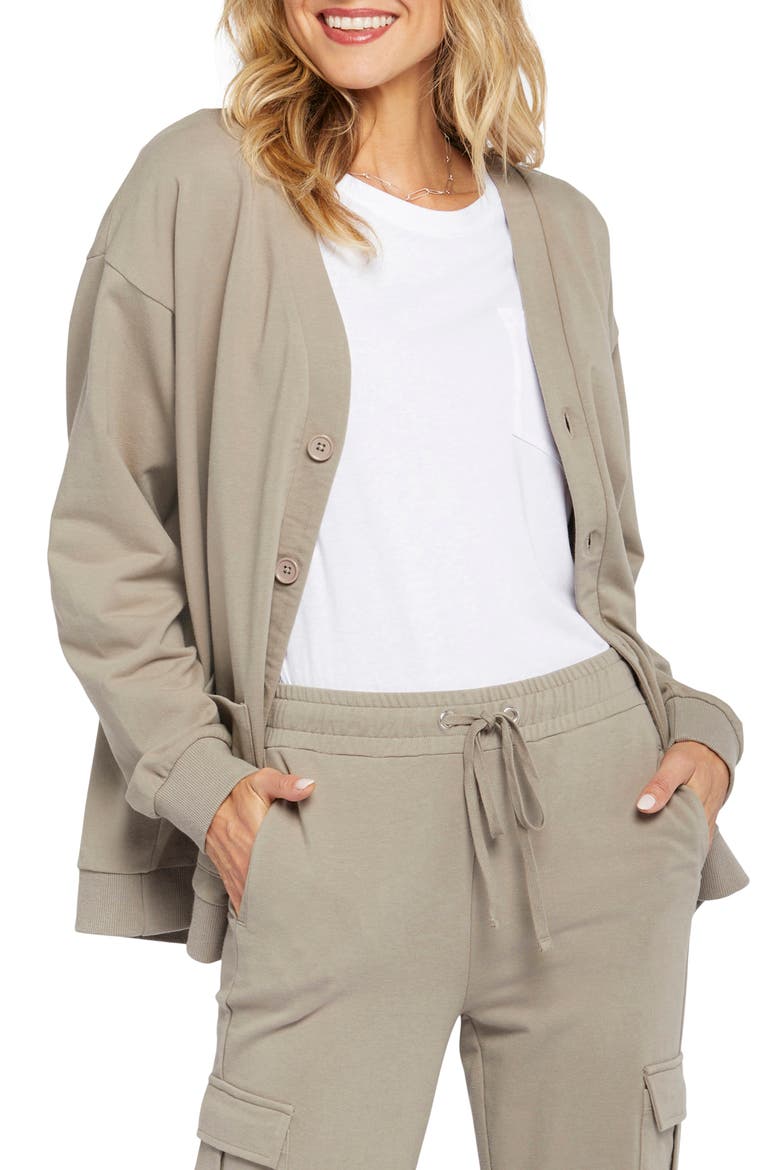Sweatshirt Cardigan, Main, color, SADDLEWOOD