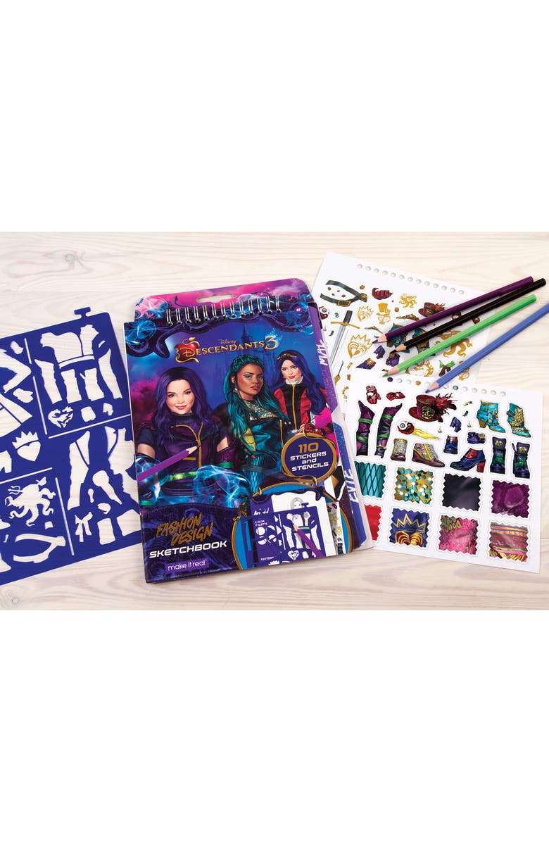 Disney Descendants 3 Sketchbook Kit with 110 Stickers & Stencils, Alternate, color, Multicolored