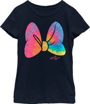 Minnie Mouse Girl's Minnie Mouse Tie-Dye Rainbow Pattern Bow  Graphic T-Shirt
