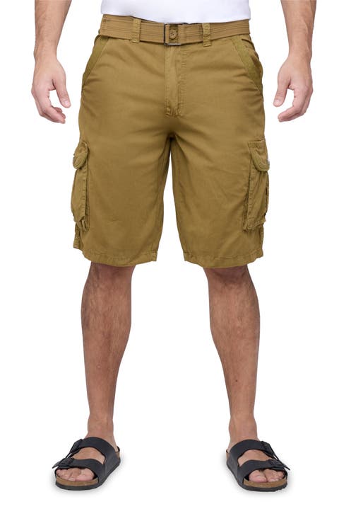 Belted Cotton Twill Cargo Shorts