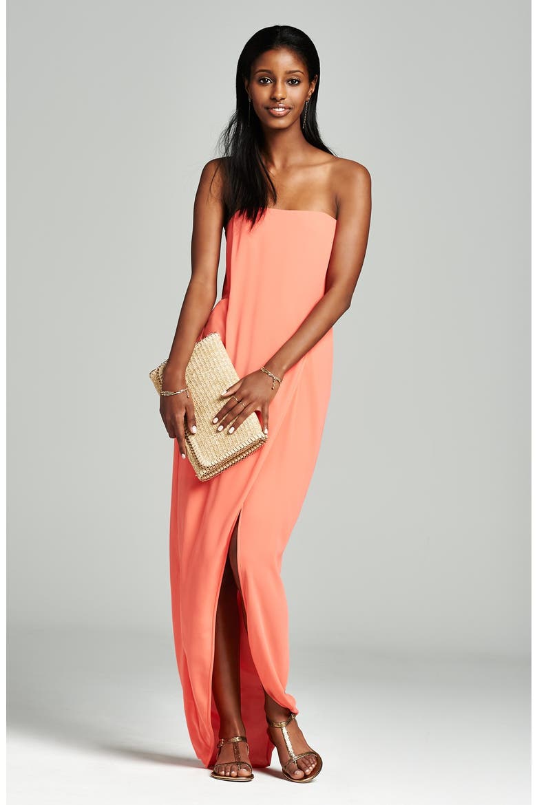 'Jesse' Georgette Faux Wrap Gown, Alternate, color, LIPSTICK RED