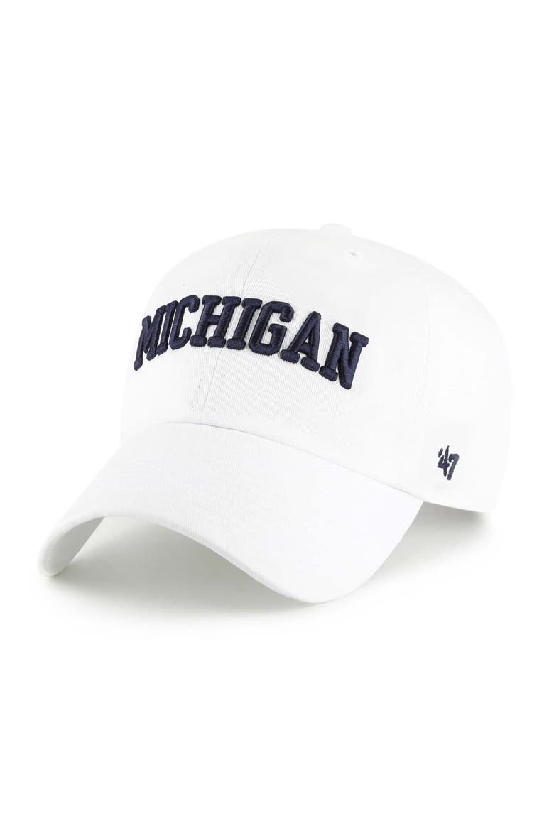 Men's '47 White Michigan Wolverines Clean Up Adjustable Hat, Main, color, White